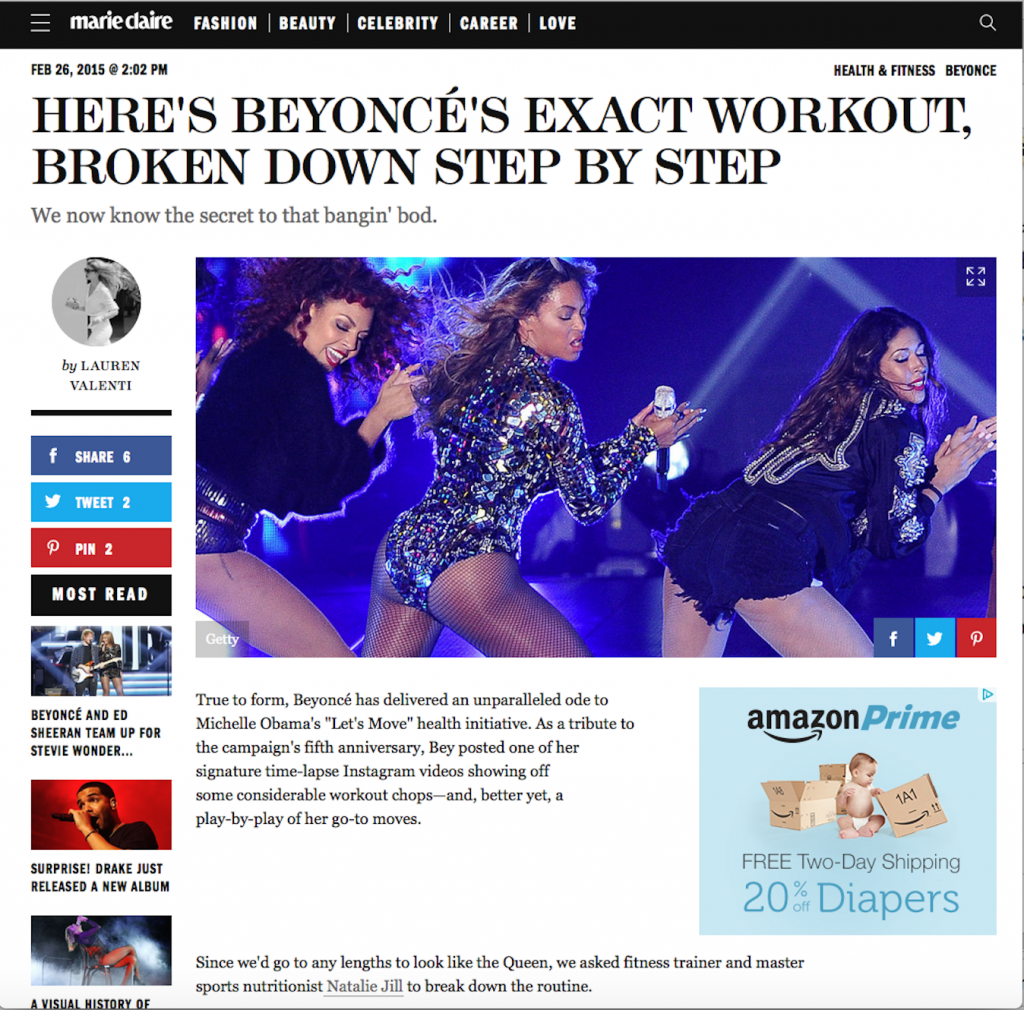 My take - The Beyonce Instagram Workout for Marie Claire