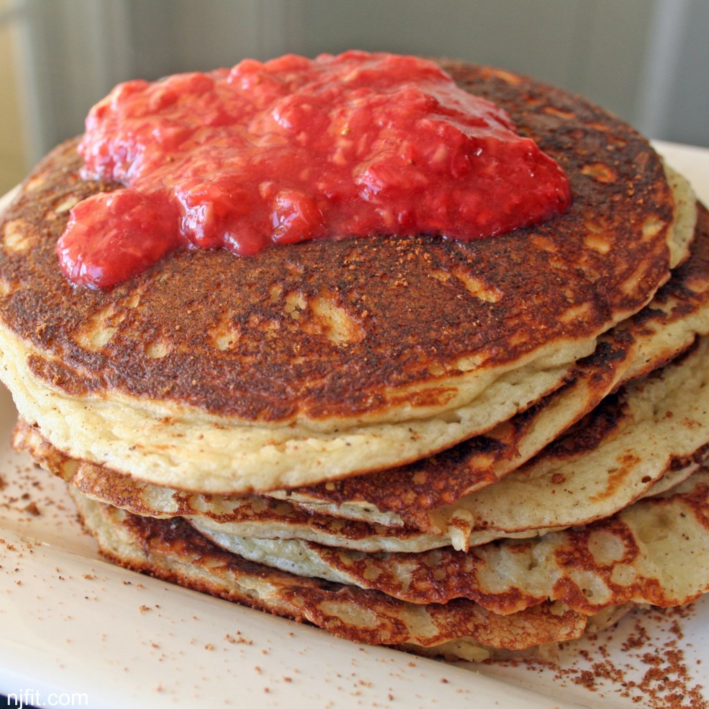 eggnog protein pancakes with Natalie Jill