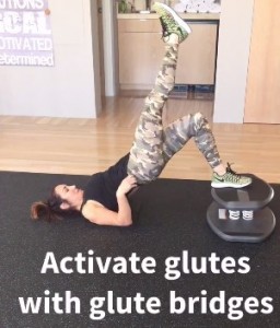 Glute bridge Two Minute Real Time Warmup with Natalie Jill