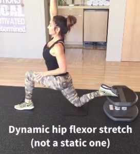 dynamic hip flexor stretch Two Minute Real Time Warmup with Natalie Jill